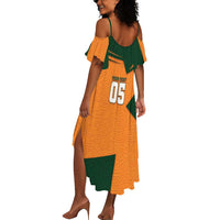 Custom Ivory Coast Football Summer Maxi Dress Elephant Geometric African Art Style