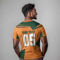 Custom Ivory Coast Football T shirt Elephant Geometric African Art Style