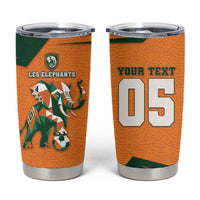 Custom Ivory Coast Football Tumbler Cup Elephant Geometric African Art Style