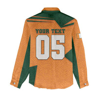 Custom Ivory Coast Football Women Casual Shirt Elephant Geometric African Art Style