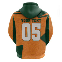 Custom Ivory Coast Football Zip Hoodie Elephant Geometric African Art Style