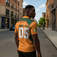 Custom Ivory Coast Football Zipper Polo Shirt Elephant Geometric African Art Style