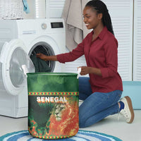 Senegal Football Laundry Basket Fiery Lion Halftone Mix Gradient Map Style
