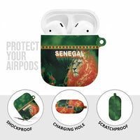 Senegal Football AirPods Case Fiery Lion Halftone Mix Gradient Map Style