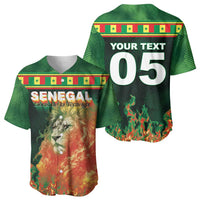 Custom Senegal Football Baseball Jersey Fiery Lion Halftone Mix Gradient Map Style