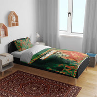 Senegal Football Bedding Set Fiery Lion Halftone Mix Gradient Map Style
