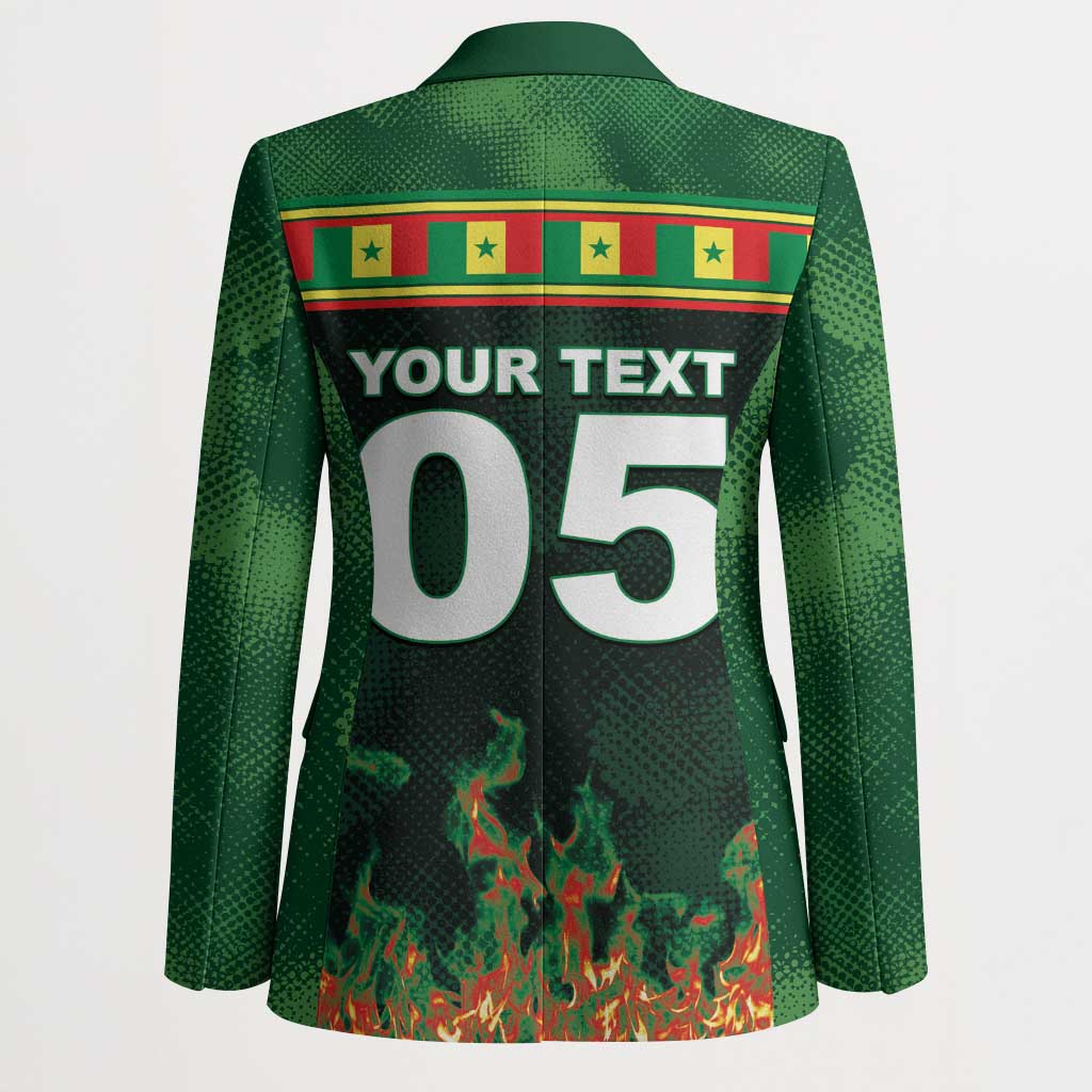 Custom Senegal Football Blazer Fiery Lion Halftone Mix Gradient Map Style