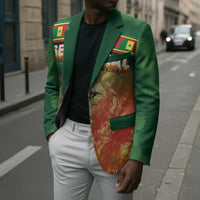 Custom Senegal Football Blazer Fiery Lion Halftone Mix Gradient Map Style
