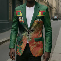 Custom Senegal Football Blazer Fiery Lion Halftone Mix Gradient Map Style