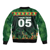 Custom Senegal Football Bomber Jacket Fiery Lion Halftone Mix Gradient Map Style