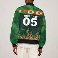 Custom Senegal Football Bomber Jacket Fiery Lion Halftone Mix Gradient Map Style