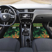 Custom Senegal Football Car Mats Fiery Lion Halftone Mix Gradient Map Style