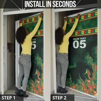 Custom Senegal Football Door Cover Fiery Lion Halftone Mix Gradient Map Style