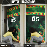 Custom Senegal Football Door Cover Fiery Lion Halftone Mix Gradient Map Style