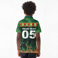 Custom Senegal Football Kid Polo Shirt Fiery Lion Halftone Mix Gradient Map Style