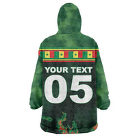 Custom Senegal Football Kid Wearable Blanket Hoodie Fiery Lion Halftone Mix Gradient Map Style