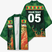 Custom Senegal Football Kimono Fiery Lion Halftone Mix Gradient Map Style