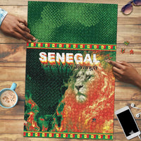 Senegal Football Puzzle Fiery Lion Halftone Mix Gradient Map Style