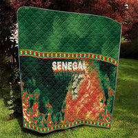 Senegal Football Quilt Fiery Lion Halftone Mix Gradient Map Style