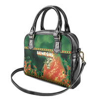 Senegal Football Shoulder Handbag Fiery Lion Halftone Mix Gradient Map Style