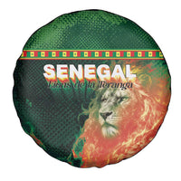 Senegal Football Spare Tire Cover Fiery Lion Halftone Mix Gradient Map Style