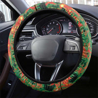 Senegal Football Steering Wheel Cover Fiery Lion Halftone Mix Gradient Map Style