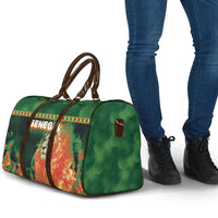 Senegal Football Travel Bag Fiery Lion Halftone Mix Gradient Map Style
