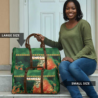 Senegal Football Travel Bag Fiery Lion Halftone Mix Gradient Map Style