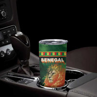 Custom Senegal Football Tumbler Cup Fiery Lion Halftone Mix Gradient Map Style
