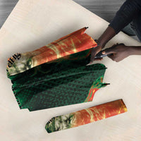Senegal Football Umbrella Fiery Lion Halftone Mix Gradient Map Style