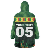 Custom Senegal Football Wearable Blanket Hoodie Fiery Lion Halftone Mix Gradient Map Style
