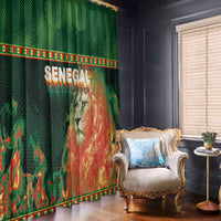 Senegal Football Window Curtain Fiery Lion Halftone Mix Gradient Map Style