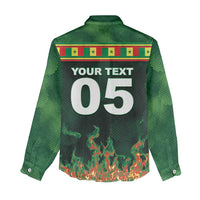 Custom Senegal Football Women Casual Shirt Fiery Lion Halftone Mix Gradient Map Style