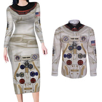 Personalized Astronaut Couples Matching Long Sleeve Bodycon Dress and Long Sleeve Button Shirt Space Explorer - Wonder Print Shop
