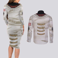 Personalized Astronaut Couples Matching Long Sleeve Bodycon Dress and Long Sleeve Button Shirt Space Explorer - Wonder Print Shop