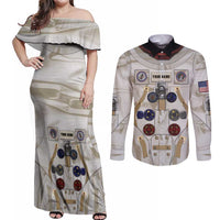 Personalized Astronaut Couples Matching Off Shoulder Maxi Dress and Long Sleeve Button Shirt Space Explorer - Wonder Print Shop