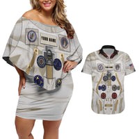 Personalized Astronaut Couples Matching Off Shoulder Short Dress and Hawaiian Shirt Space Explorer - Wonder Print Shop
