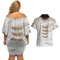 Personalized Astronaut Couples Matching Off Shoulder Short Dress and Hawaiian Shirt Space Explorer - Wonder Print Shop