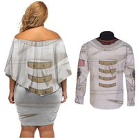 Personalized Astronaut Couples Matching Off Shoulder Short Dress and Long Sleeve Button Shirt Space Explorer - Wonder Print Shop