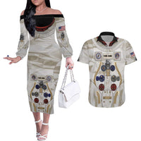 Personalized Astronaut Couples Matching Off The Shoulder Long Sleeve Dress and Hawaiian Shirt Space Explorer - Wonder Print Shop