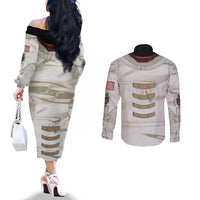 Personalized Astronaut Couples Matching Off The Shoulder Long Sleeve Dress and Long Sleeve Button Shirt Space Explorer - Wonder Print Shop