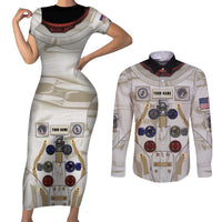 Personalized Astronaut Couples Matching Short Sleeve Bodycon Dress and Long Sleeve Button Shirt Space Explorer - Wonder Print Shop