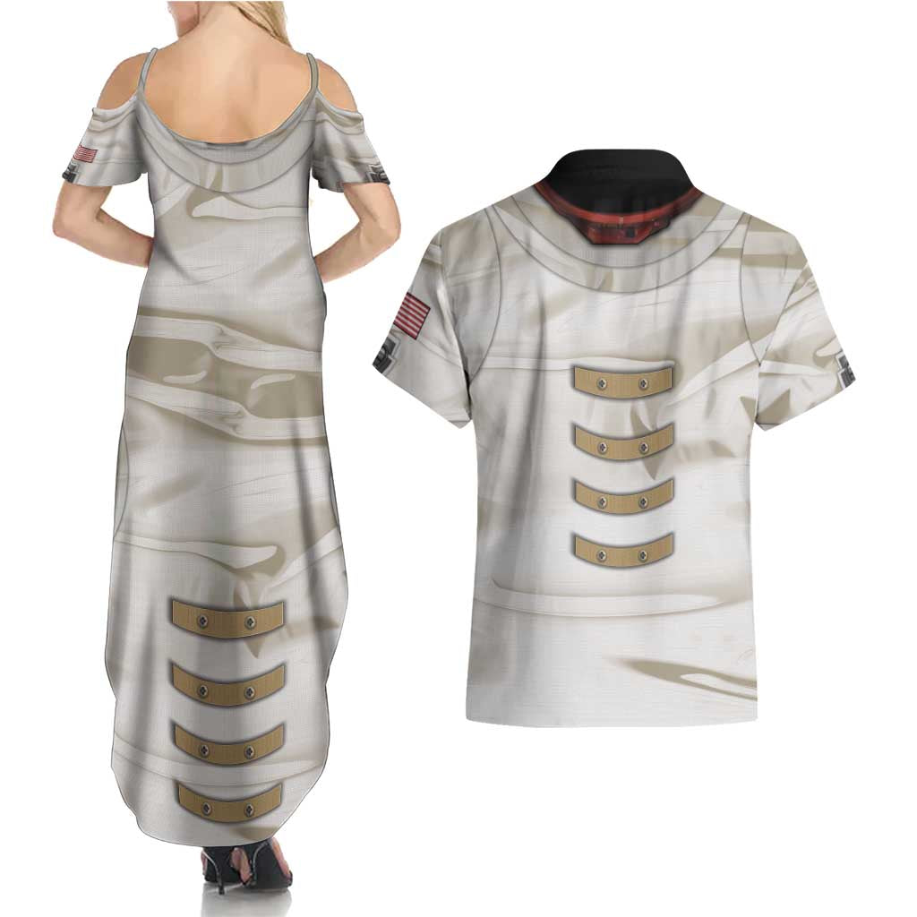 Personalized Astronaut Couples Matching Summer Maxi Dress and Hawaiian Shirt Space Explorer - Wonder Print Shop