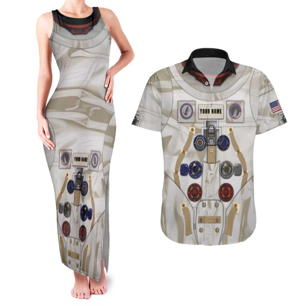 Personalized Astronaut Couples Matching Tank Maxi Dress and Hawaiian Shirt Space Explorer - Wonder Print Shop
