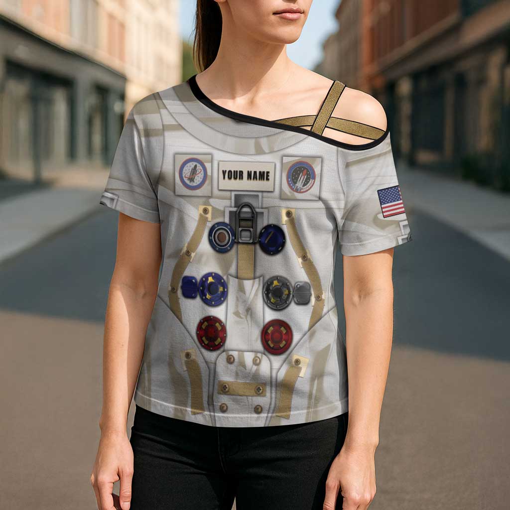 Personalized Astronaut Cross Shoulder Shirt Space Explorer - Wonder Print Shop
