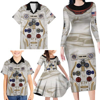 Personalized Astronaut Family Matching Long Sleeve Bodycon Dress and Hawaiian Shirt Space Explorer - Wonder Print Shop