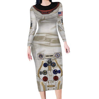 Personalized Astronaut Family Matching Long Sleeve Bodycon Dress and Hawaiian Shirt Space Explorer - Wonder Print Shop