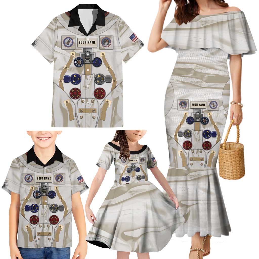 Personalized Astronaut Family Matching Mermaid Dress and Hawaiian Shirt Space Explorer - Wonder Print Shop