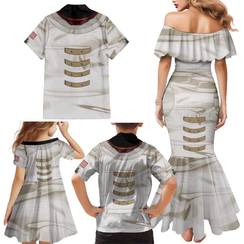 Personalized Astronaut Family Matching Mermaid Dress and Hawaiian Shirt Space Explorer - Wonder Print Shop