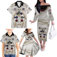 Personalized Astronaut Family Matching Off The Shoulder Long Sleeve Dress and Hawaiian Shirt Space Explorer - Wonder Print Shop